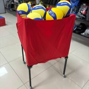 Katlanabilir Tekerlekli Voleybol Top Sepeti Kırmızı - Görsel 5