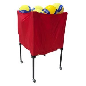 Katlanabilir Tekerlekli Voleybol Top Sepeti Kırmızı - Görsel 2