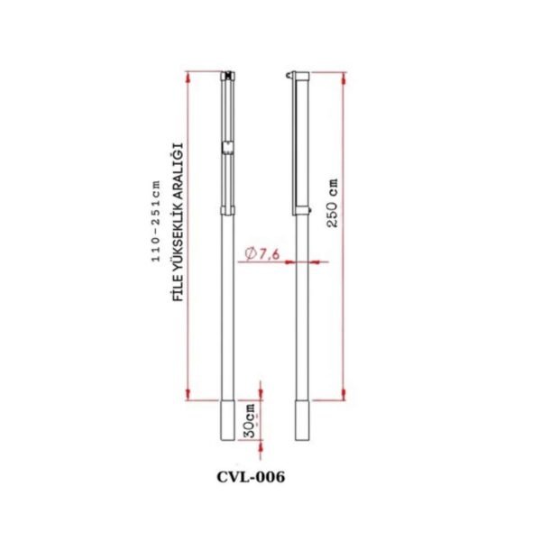 METAL VOLEYBOL DİREĞİ KRİKOLU SİSTEM CVL-006